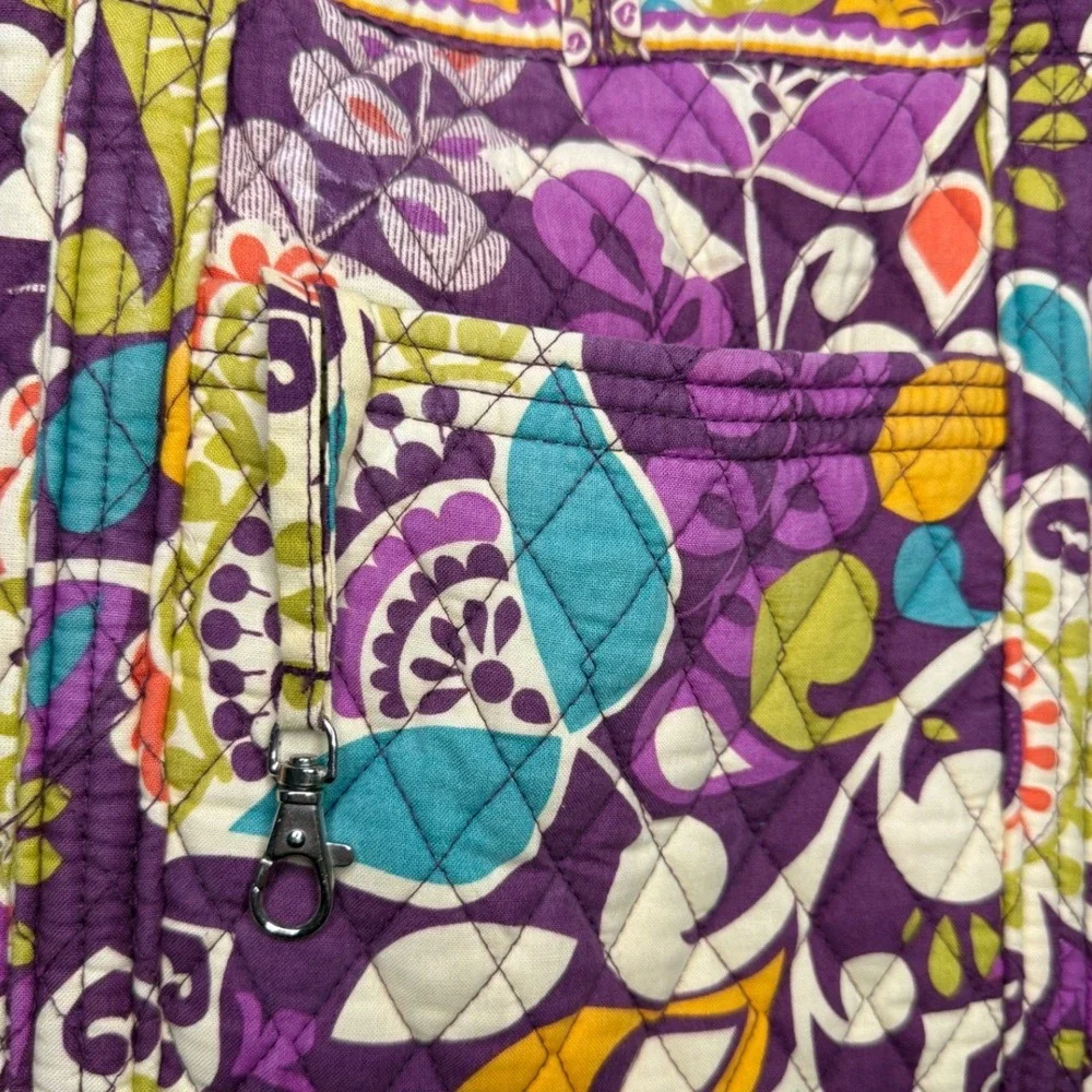 Vera Bradley Quilted Tote Bag Plum Crazy Purple Green Paisley Boho Hppie